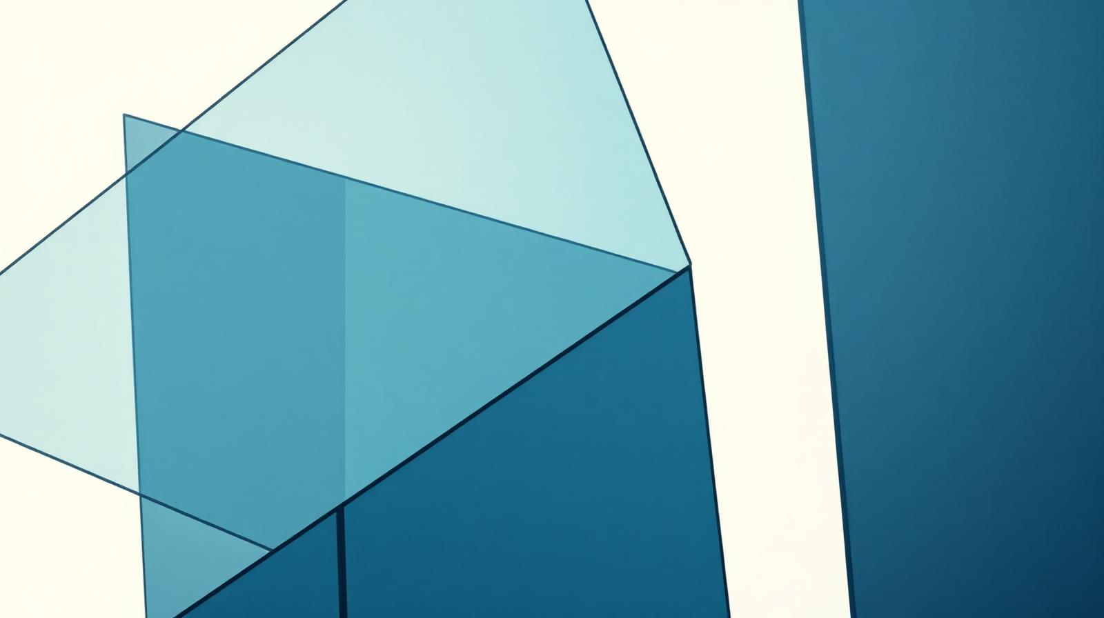 Two overlapping translucent geometric forms in muted blues, evoking the partial alignment of two organisations during post-merger integration
